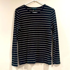 🔥Ralph Lauren Black and Shimmer Gold Striped Top🔥
